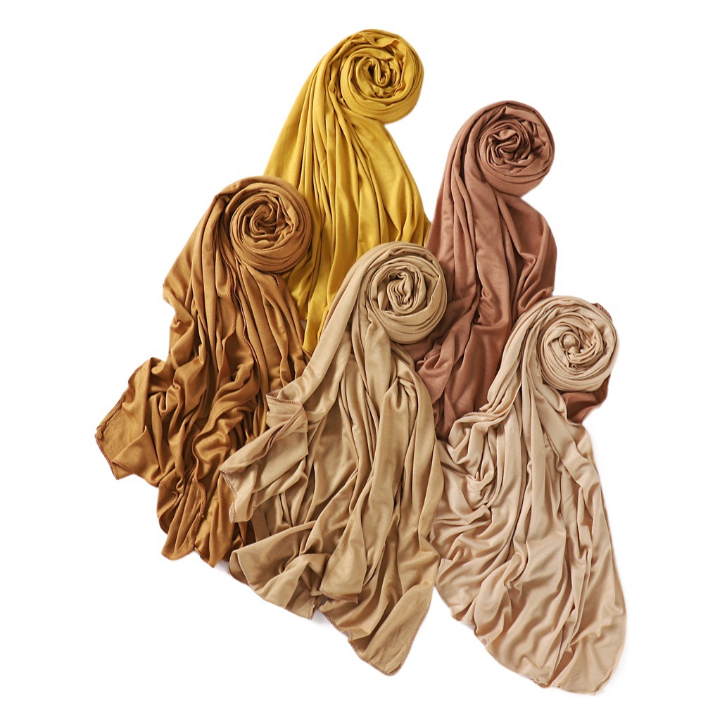 Cross-Border Pure Color Mercerized Cotton Scarf 51 Colors Ready-Made Modal Long Scarf Monochrome Jersey Hijab Turban Jersey