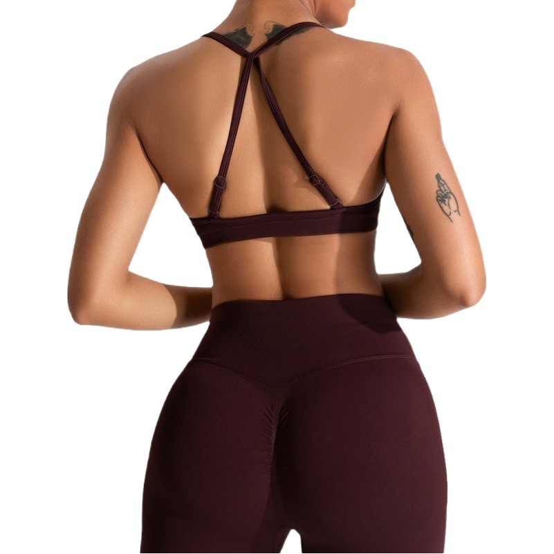 European and American new seamless yoga clothes top women's sports vest yoga bra quick-drying running fitness beauty back underwear