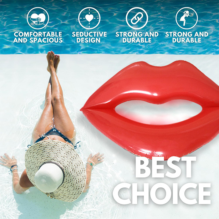 Picture of Cross-border new ins net red shooting bar water red lips red love inflatable floating swimming ring