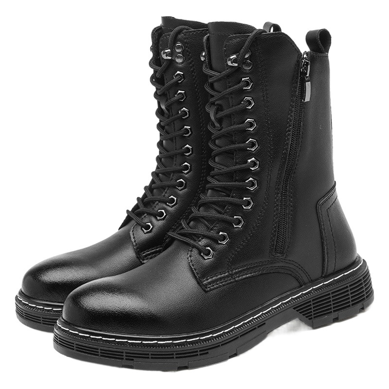 Autumn and Winter 2024 Cross-border Foreign Trade plus size Men's Martin Boots Long Barrel High-top Leather Boots Zipper Cotton Boots Warm Men's Shoes