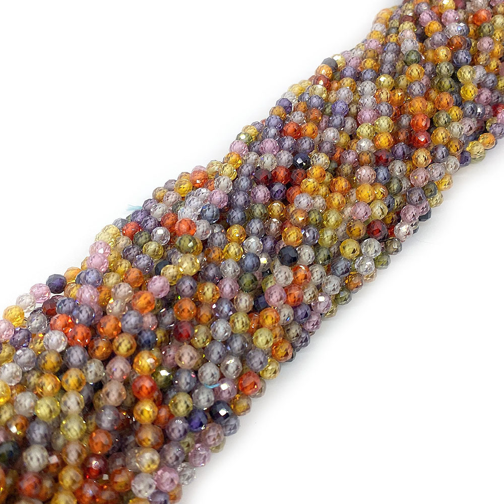 Picture of Amazon specializes in natural stone zircon loose beads cut surface mixed with straight holes round beads DIY necklace bracelet jewelry accessories