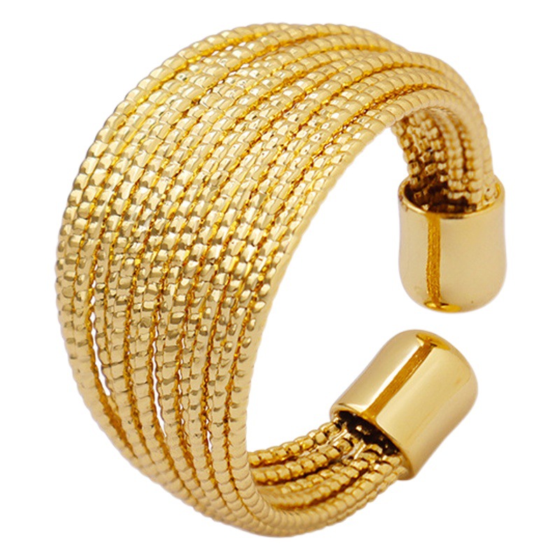 Open Geometry Fashion Color-free Multi-layer Line Half-circle Ring Women's European and American Copper Gold-plated Ins Jewelry
