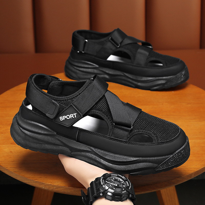 Hole Shoes Men's 2024 New Summer Outwear for Work Dad Driving Sandals Men's Wrap Shoes sneaker Sandals