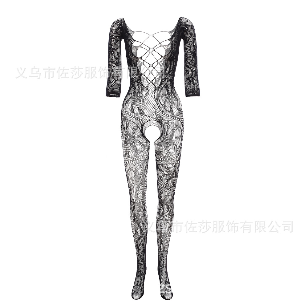 Picture of New European and American one-piece one-piece mesh clothes big dragon pattern open file-free sexy uniform temptation w089