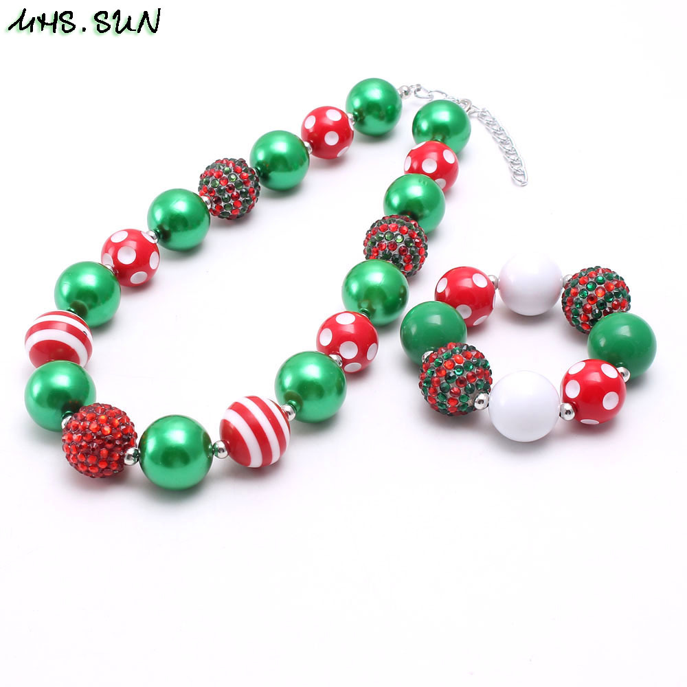 Foreign trade Primary source new Christmas children's necklace set European and American children's beaded Chunky necklace