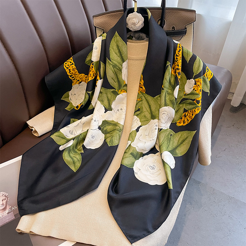 Picture of 2024 Spring and Autumn New Fashion Printed Silk Scarf Women's Square 90 Large Square Scarf Summer Sunscreen Shawl Scarf