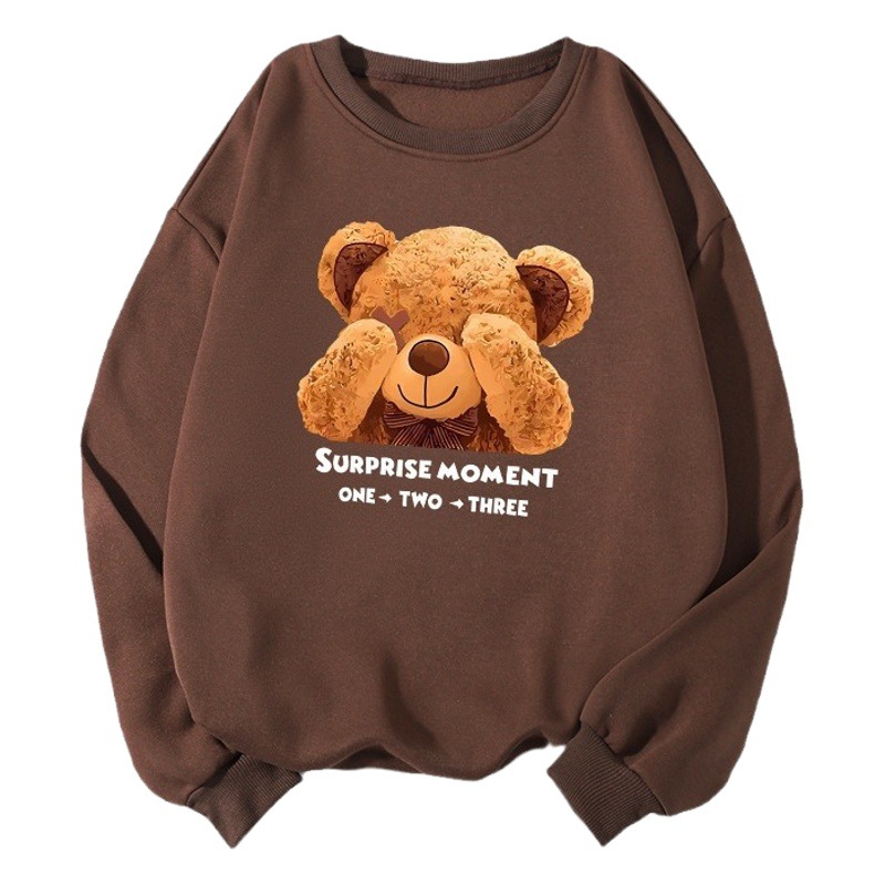 Amazon autumn and winter women's back bag collar fleece-lined sweater round neck letter printing foreign trade sweater popular for women