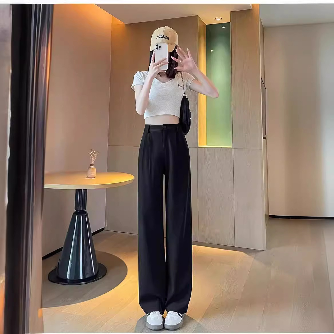 Black Suit Pants Women's Small 2024 New Summer Thin High-end Sense Narrow Version Straight Dosing Wide-leg Pants