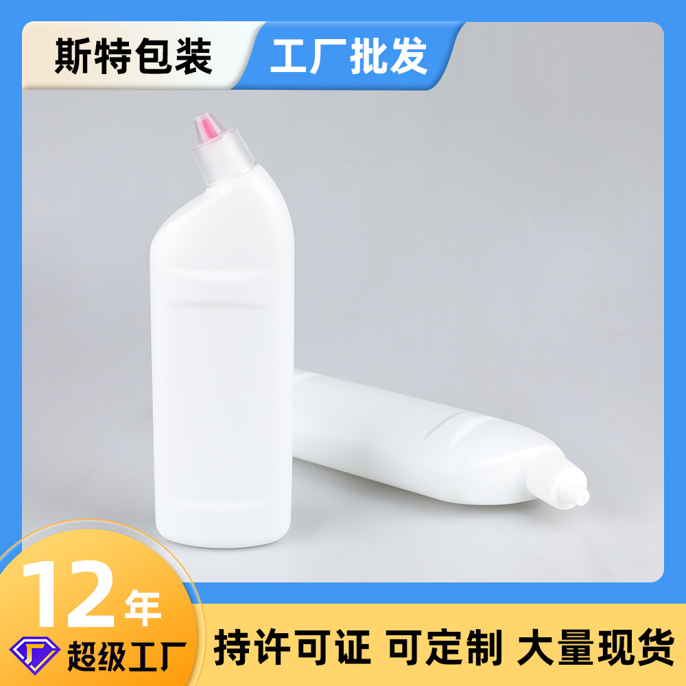 Wholesale in Stock 600ml Curved Mouth Toilet Cleaner Bottle Pe Daily Toilet Cleaner Disinfectant Liquid Curved Mouth Plastic Packaging Bottle