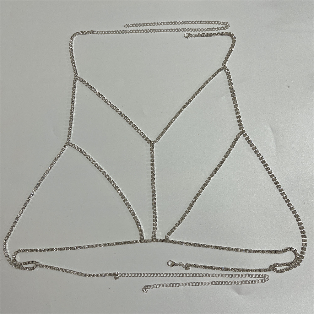Picture of Europe and the United States cross-border hot rhinestone cross bra chain summer beach sexy crystal body chain accessories claw chain wholesale