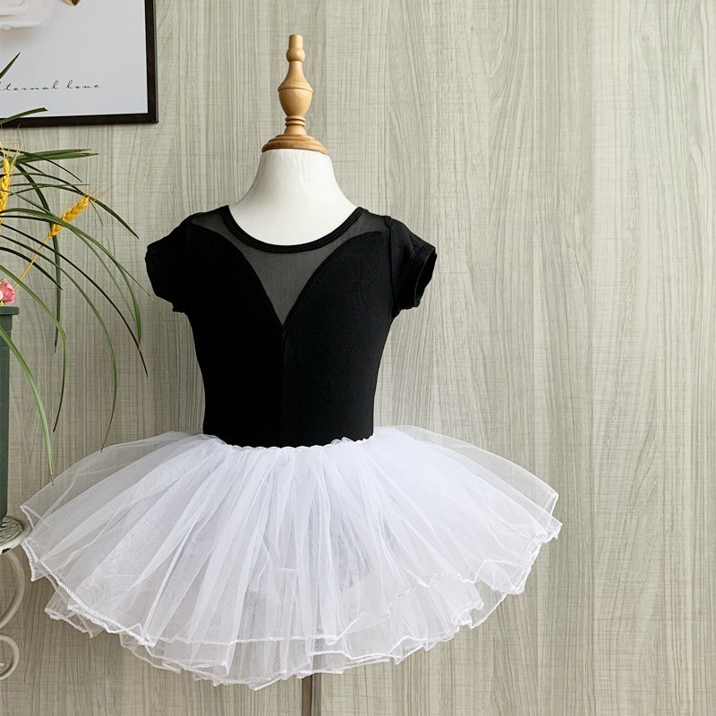 Picture of Children's Dance Training Clothing Mesh One-piece Open Crotch Hidden Button Summer Short-sleeved Clothing Chinese Folk Dance Test Grade Female