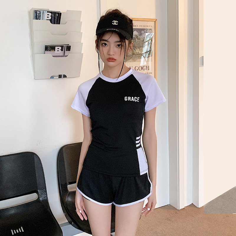 Picture of Sports Style Swimsuit for Female Students, Conservative Belly-Covering, Slimming Split, Flesh-Covering, High-Waisted Boxer Briefs, Hot Spring Swimsuit for Older Children