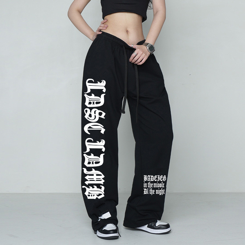 Cross-border American Fashion Brand Sports Pants Drawstring Straight Pants Loose Hip-hop Jazz Dancing Pants Women's Spring and Summer Fashion Ins