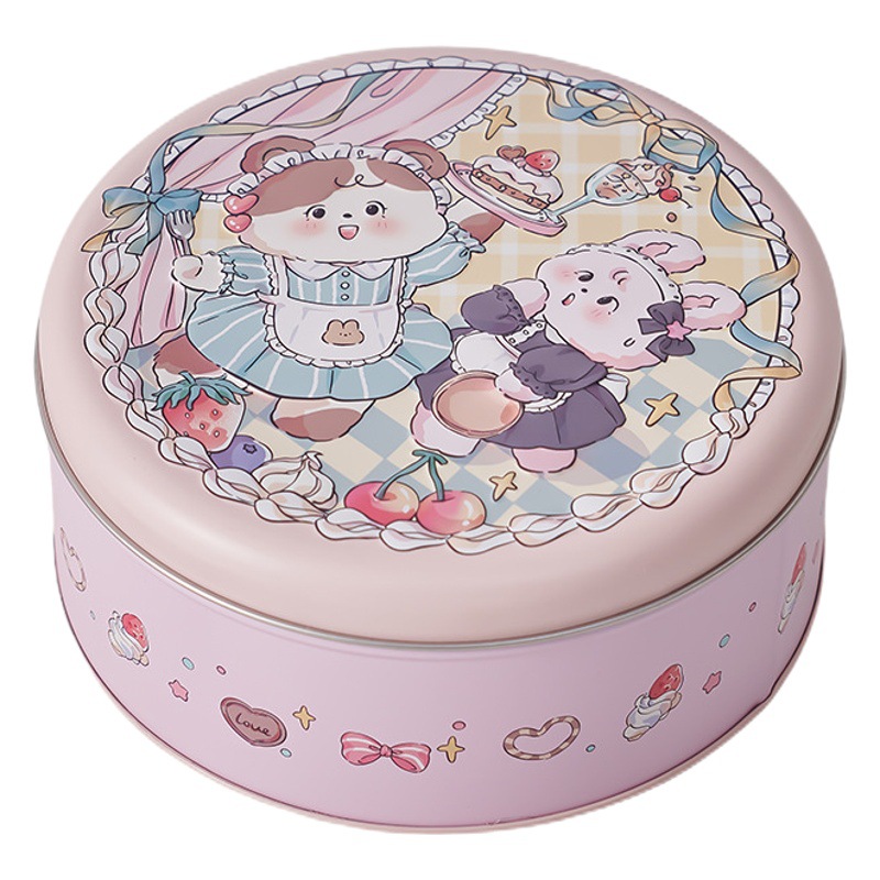 New Small Cookie Box Round Iron Box White Rabbit Candy Box Jar Cake Box Chocolate Box