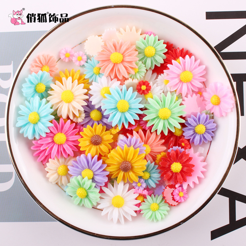 Cross-Border Resin Sunflower DIY Cream Mobile Phone Case Accessories Kidsren's Hair Accessories Daisy Flower Decoration Materials