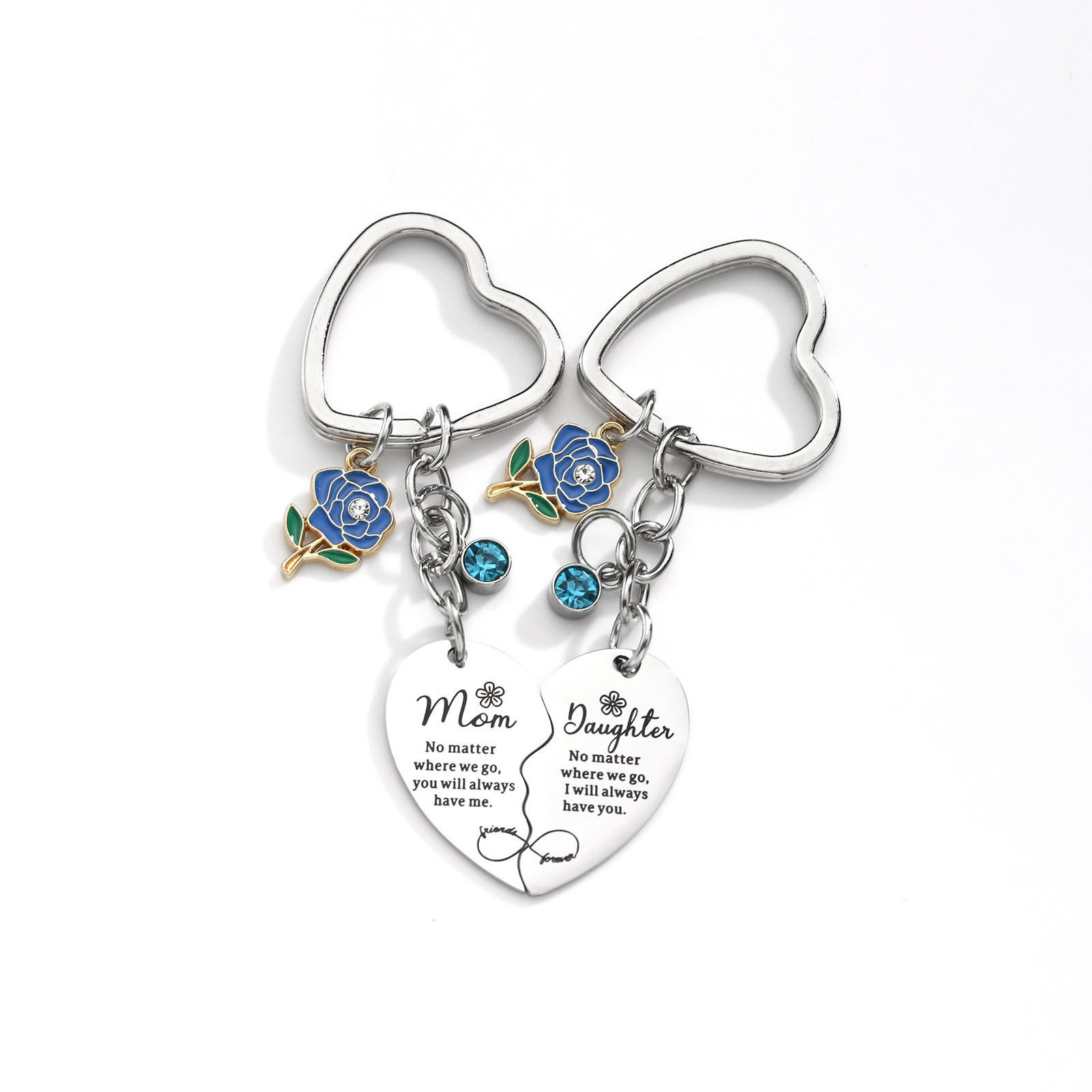 Picture of Mother's Day Love Keychain New SHORT BEST FRI Pendant Stainless Steel Spelling Heart Couple Necklace Gift