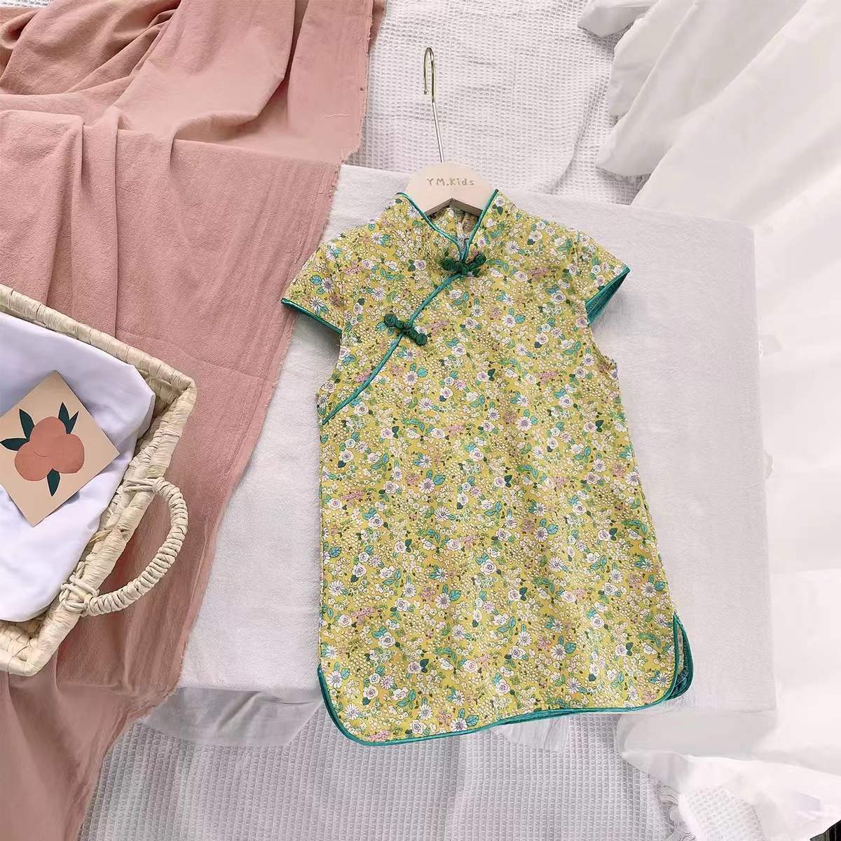 Picture of Summer New Style Girls 2025 New Style Girls Pure Cotton Chinese Style Ethnic Cheongsam Princess Skirt Baby Skirt