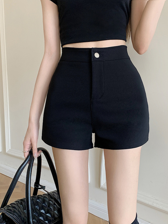Stretch Tight Black Bottoming Shorts Outer Wear Casual Pants Women's Summer Thin High Waist Hot Pants Slimming Smoke Tube Shorts