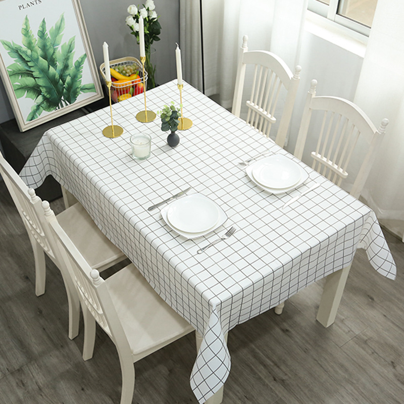 Picture of Home Nordic Tablecloth Modern Simple Style Tablecloth Fruit Anti-scalding Waterproof Oil-proof Disposable PVC Plaid Tablecloth