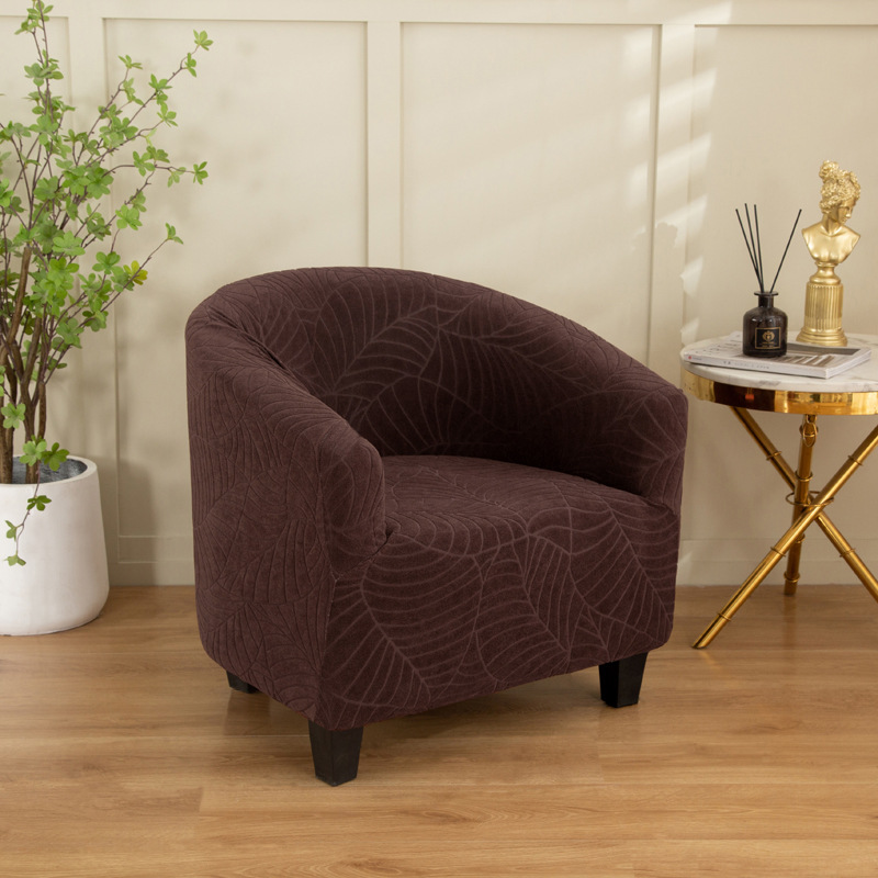 Picture of Cross-border Solid Color Leaf Jacquard Sofa Cover Full-package Semi-circular Cafe Chair Cover Internet Cafe Hotel Sofa Chair Cover