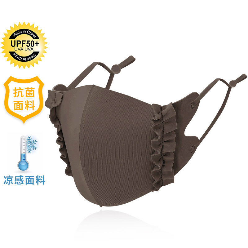 Picture of Ice Silk Wood ear edge three-dimensional adjustable cloth mask candy color thin cool sunscreen breathable mask 