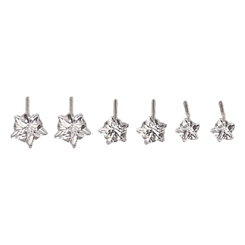 Star Zircon Earrings Women's Compact 2023 New Fashionable Mini Sleeping Free Earrings Advanced Sense Ear Pole Ear Stick