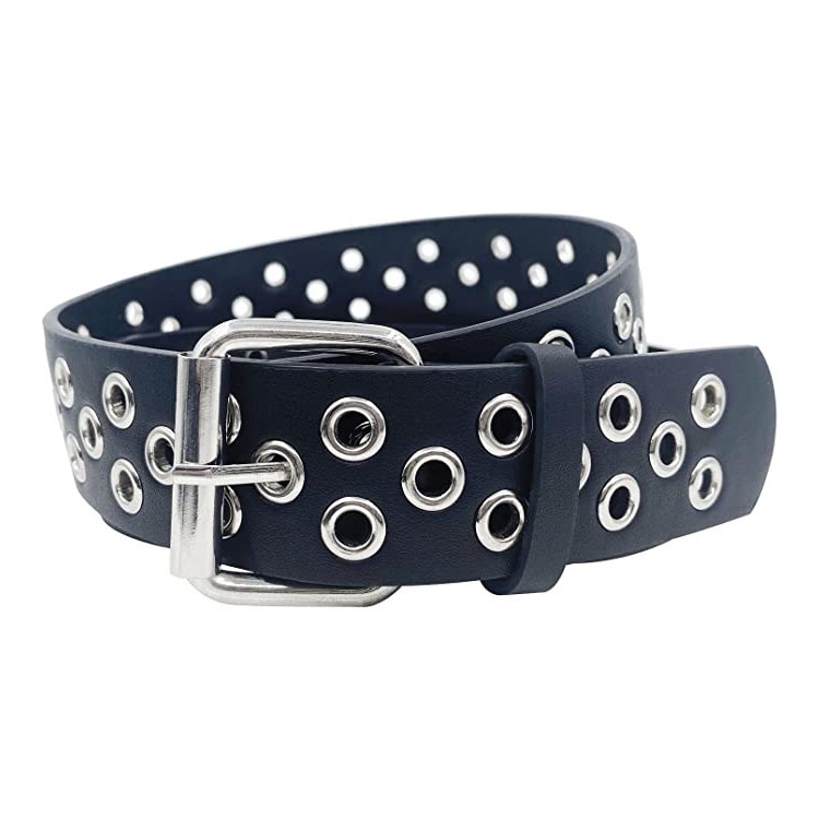 Fashion pin buckle air eye Belt Women adult single ring black single needle jeans dress belt manufacturers