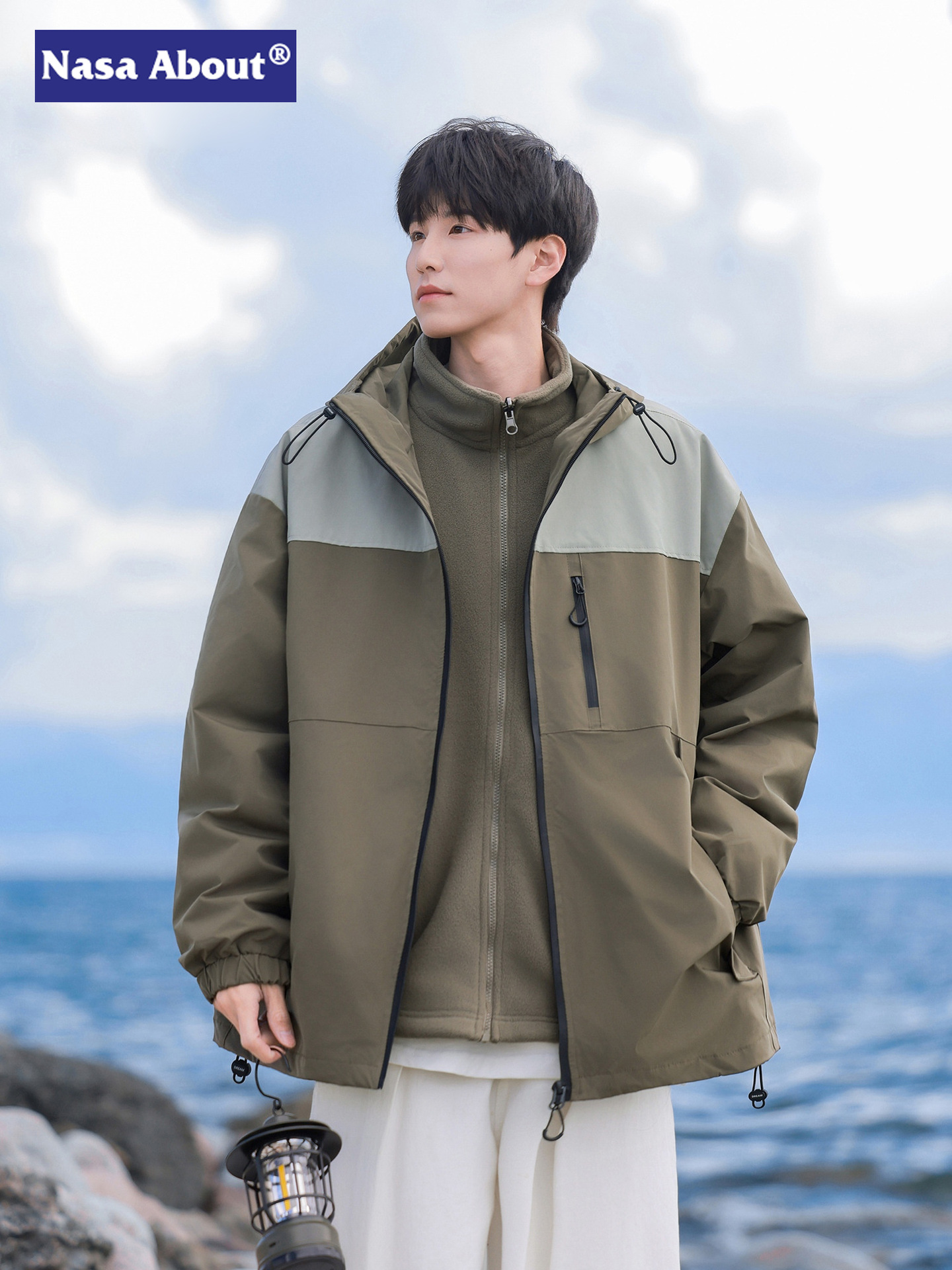 NASA color-blocking 3-in-1 detachable jacket jacket for boys new autumn and winter windproof and waterproof outdoor jacket