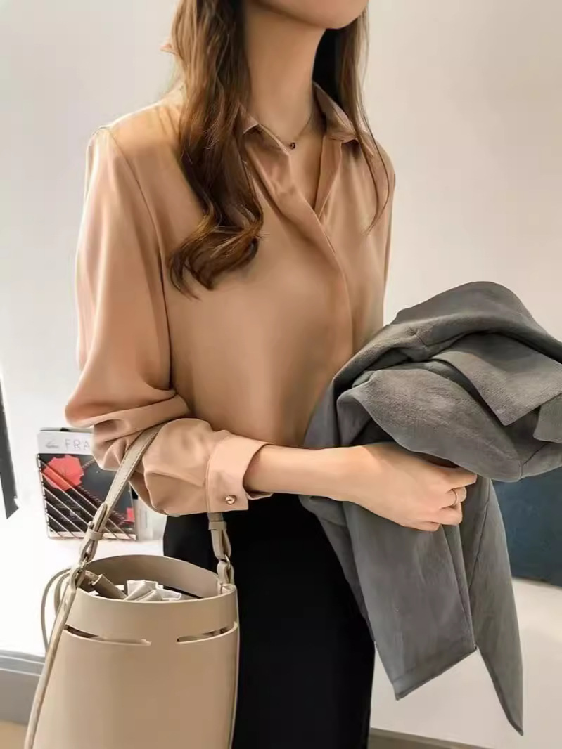 Picture of Cross-border wholesale 2024 spring and summer days new South Korea loose plus size heart top long sleeve professional OL shirt tide