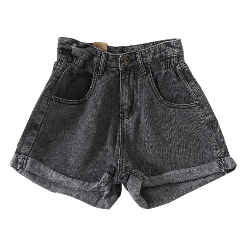 High Waist Loose Hong Kong Style Vintage Wide Leg Pants Denim Shorts Women's 2020 Summer All-match Curled Casual Hot Pants Women's Clothing