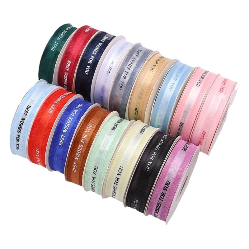 Cross-border snow ribbon best wishes for you satin 2.5cm cake birthday box flower strap