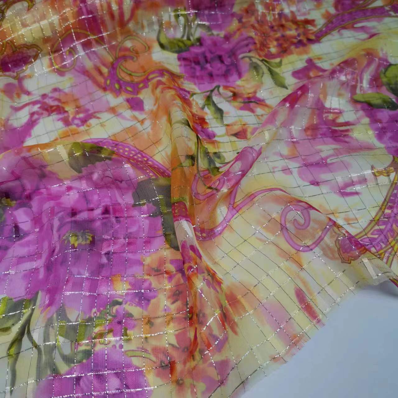 Silk Georgetown Fabric Woven Silver Cut 8 Mm Mulberry Silk Fabric
