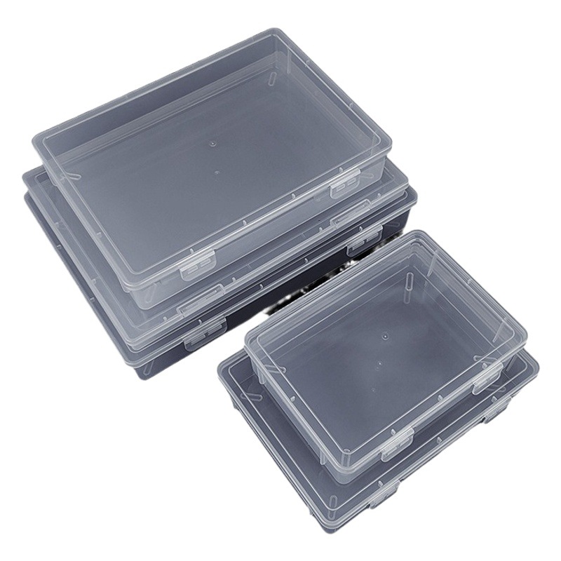 Stationery box transparent rectangular pp plastic product packaging box office desktop file certificate storage box