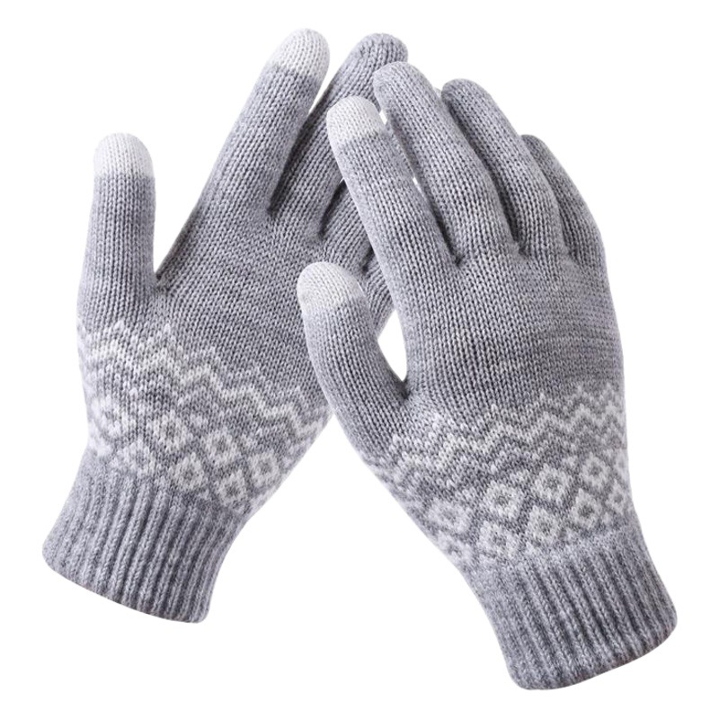 New winter cold plus velvet KT cat jacquard Ladies finger knitted warm autumn and winter touch screen gloves wholesale