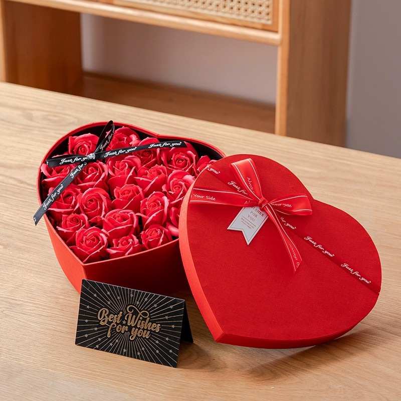 Love Gift Box Heart-Shaped Packaging Rose Soap Flower Valentine's Day Gift Chocolate Flower Packaging Box Gift Box