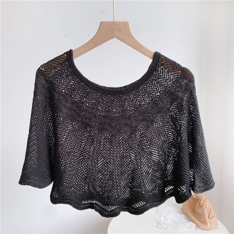 Picture of Women's Winter Pullover Neck Warmer, Solid Color Korean Style Versatile Neck Wrap, Knitted Ice Silk Pullover Small Cape Shawl