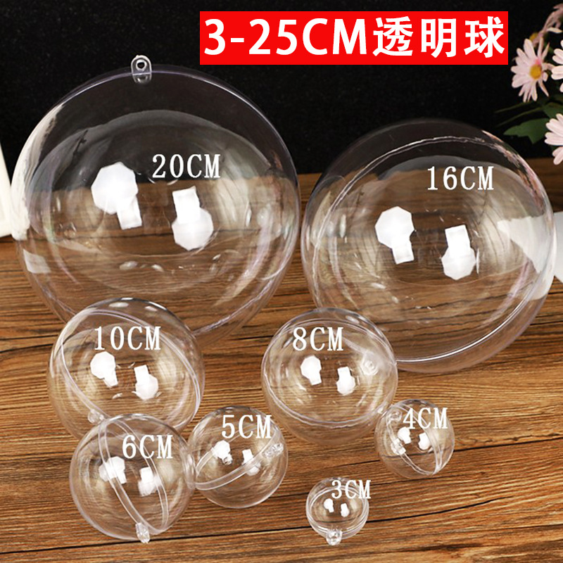 Picture of Transparent Ball Round Plastic Ball Hollow Ball Christmas Ball Kindergarten Decorative Ball Hanging Ball Can Be Opened and Closed Transparent Ball