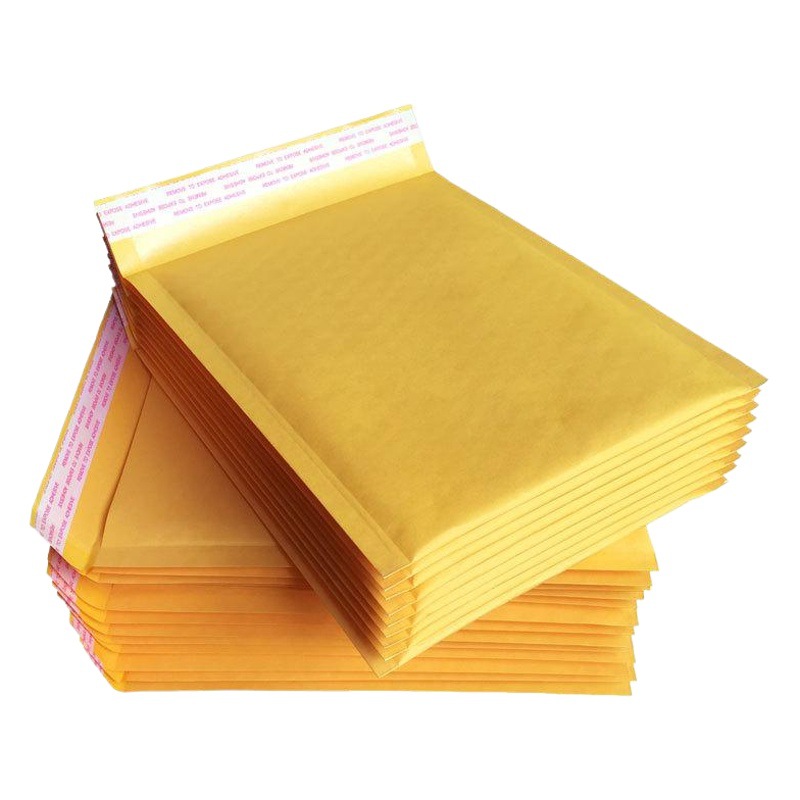 Yellow Kraft Paper Shockproof Bubble Bags Express Logistics Packaging Bags Self-Sealing Bubble Bags Envelopes for Cross-Border Use