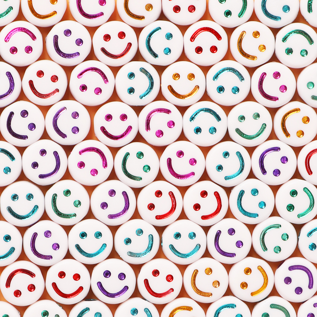 Picture of Jewelry accessories acrylic smiley face colorful multicolor smiley face loose beads beaded handmade diy material bracelet necklace