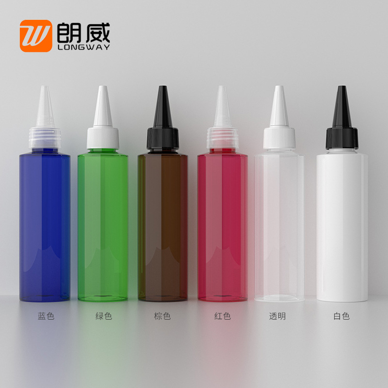 Picture of Longway 150ml flat shoulder PET plastic bottle pointed mouth emulsion potion bottle pure Dew sub-bottle pointed mouth cap bottle sub-bottle