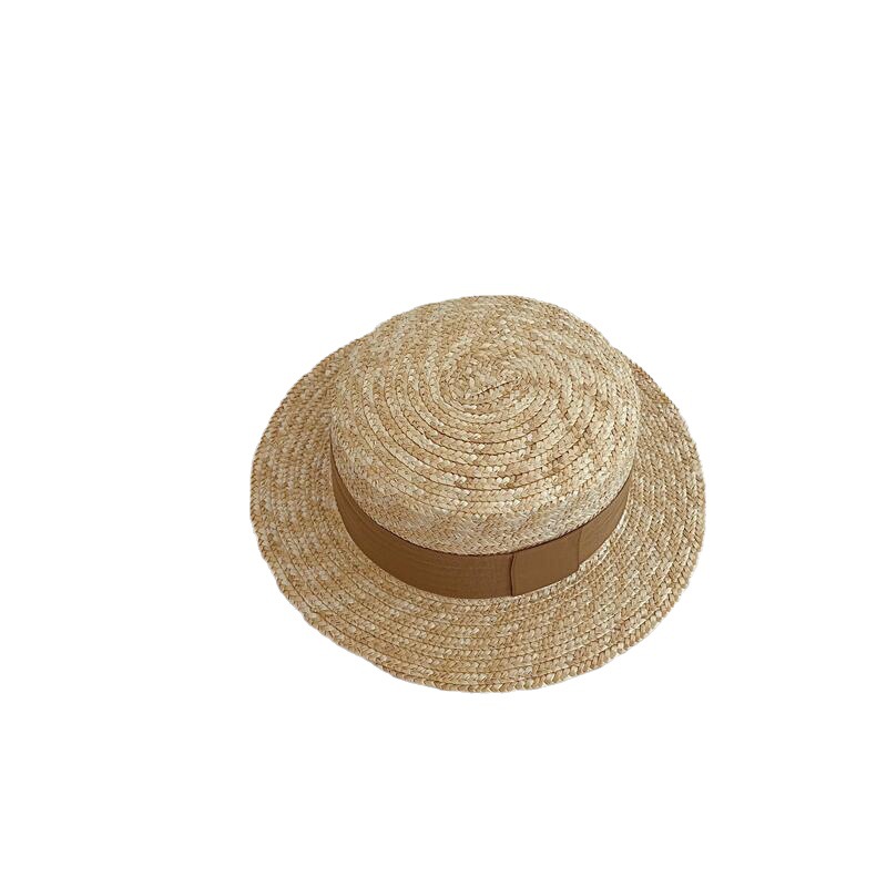 Picture of Summer hand-woven straw hat with large brim 5cm Korean style all-match sunscreen hat breathable flat top hat ins beach sun hat