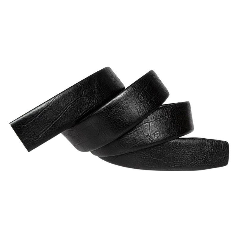 Men's Automatic Buckle-Free Pu Leather Belt with Edge-Stitched Design for Business Wear