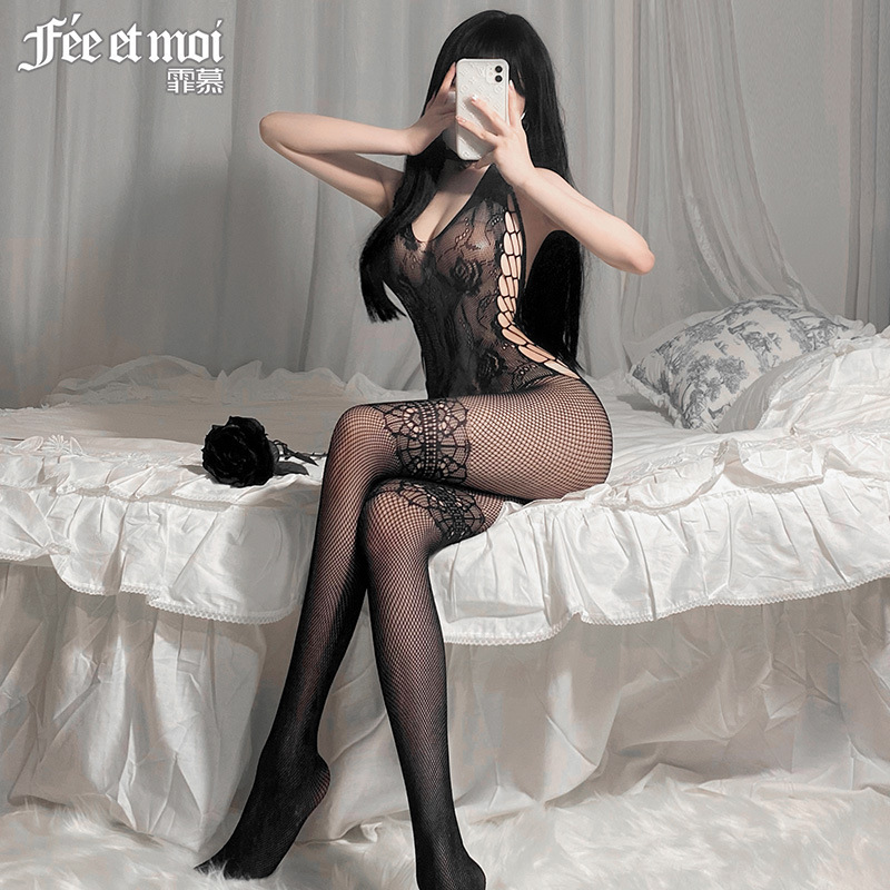 Feimu Sexy Hollow-out Passionate Open-file Sexy Emotional Lingerie Stockings Set Women's 7559