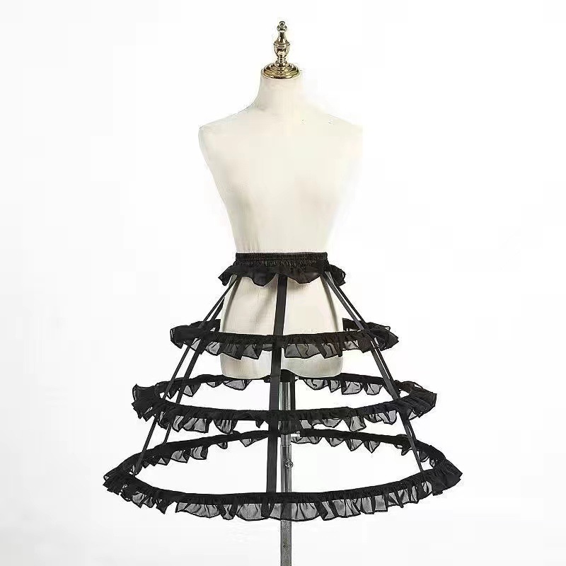 Picture of Hollow Bird Cage Skirt with Fish Bones, Two, Three, Four, Five Steel Black and White Cosplay Violent Lolita See-Through Petticoat