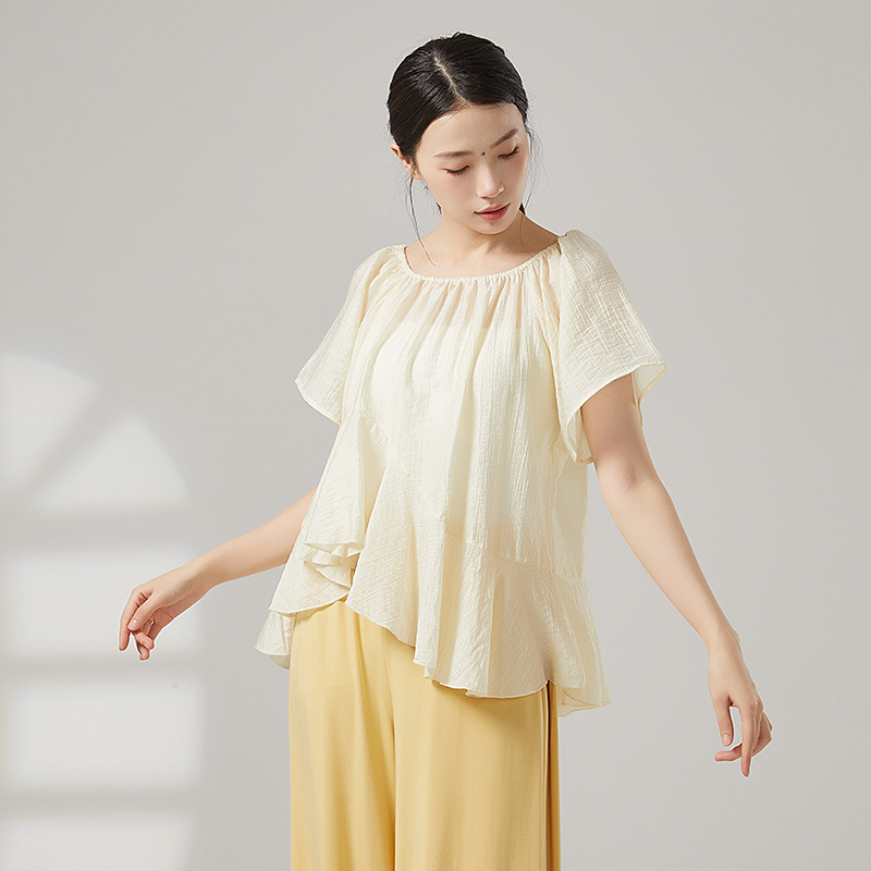 Picture of Classical Dance New Blouse Short-Sleeved Gauze Chinese Dance Modern Dance Practice Dance Clothing Tops for Women