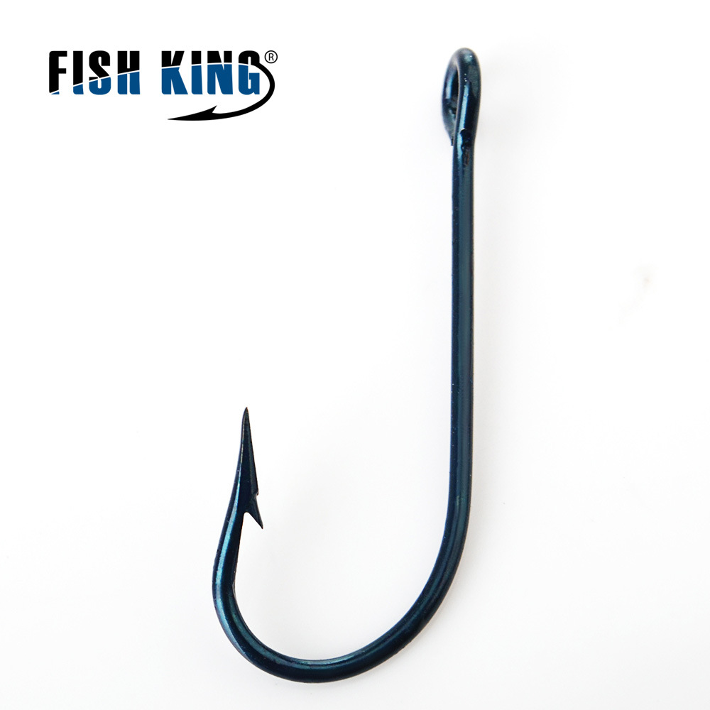 FISHKING foreign trade explosions fish hook blue long handle with ring sea hook hook barbed hook