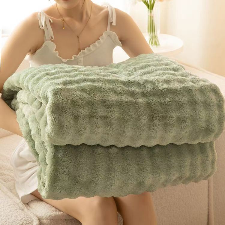 Picture of Winter Thickened Rabbit Plush Bubble Blanket Flannel Blanket Blanket Office Nap Blanket Air-conditioning Blanket Blanket Blanket