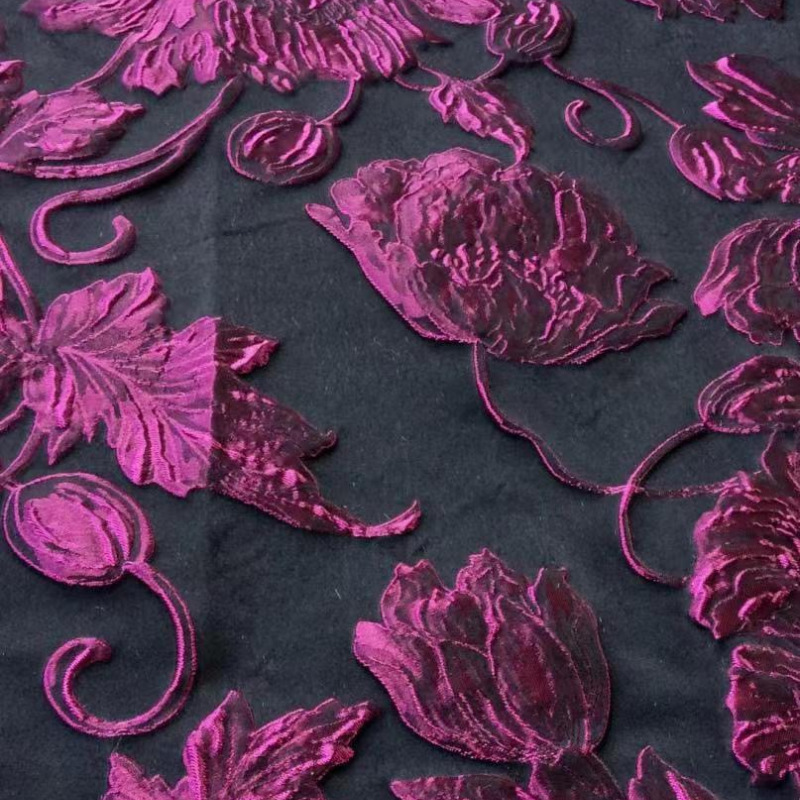 Picture of Concave-convex relief large flower jacquard fabric three-dimensional texture exquisite bright silk dark pattern flower decorative clothing fabric
