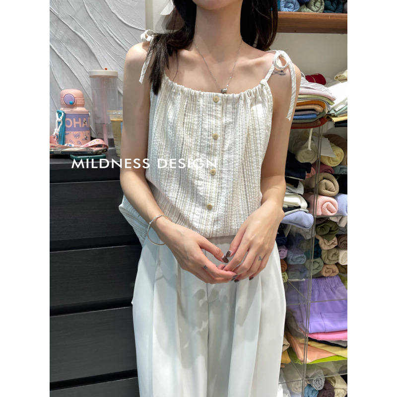 Japanese-Style Niche Striped French Camisole Women's Summer 2025 New Loose Outerwear Sleeveless Short Top