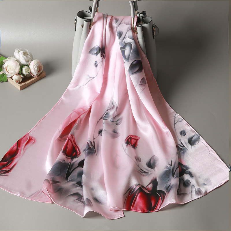 2021 New Arrival New Silk Satin Women Scarves New Silk Satin Printed Scarves Silk-like Scarves Women Fashion All-match